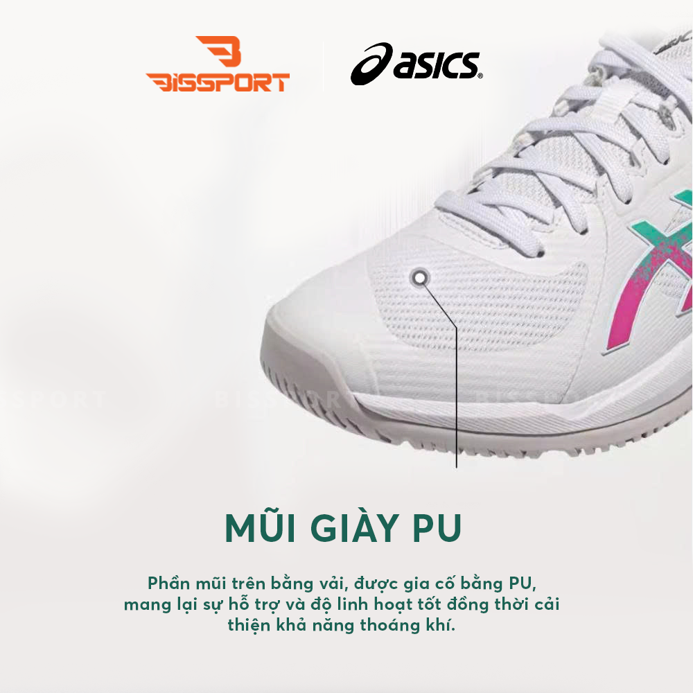 Giày Tennis/Pickleball ASICS Solution Swift FF 2 Trắng Xanh Hồng (1041A466-104) Chính Hãng - Linh Hoạt - Êm - Bền Bỉ